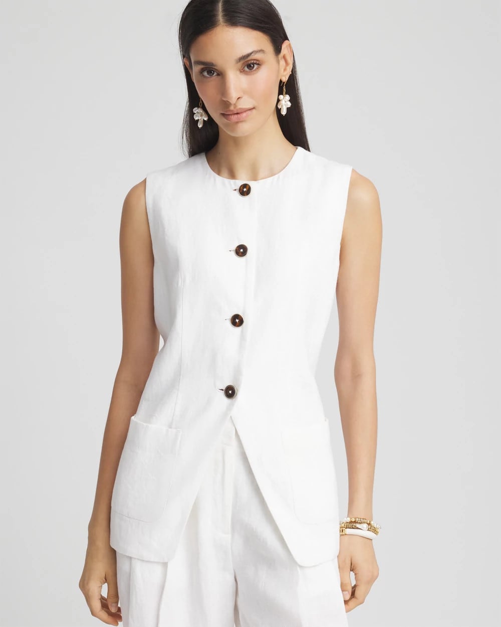 Linen Button-Front Shirt Vest | Chico's